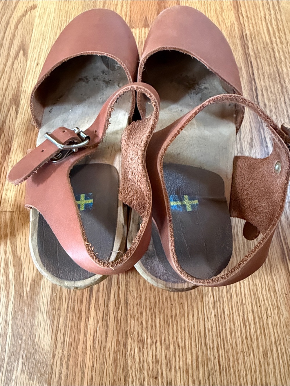Mia Sofia Swedish Brown Leather Mary Jane Clogs with Buckle 38 - Picture 7 of 7